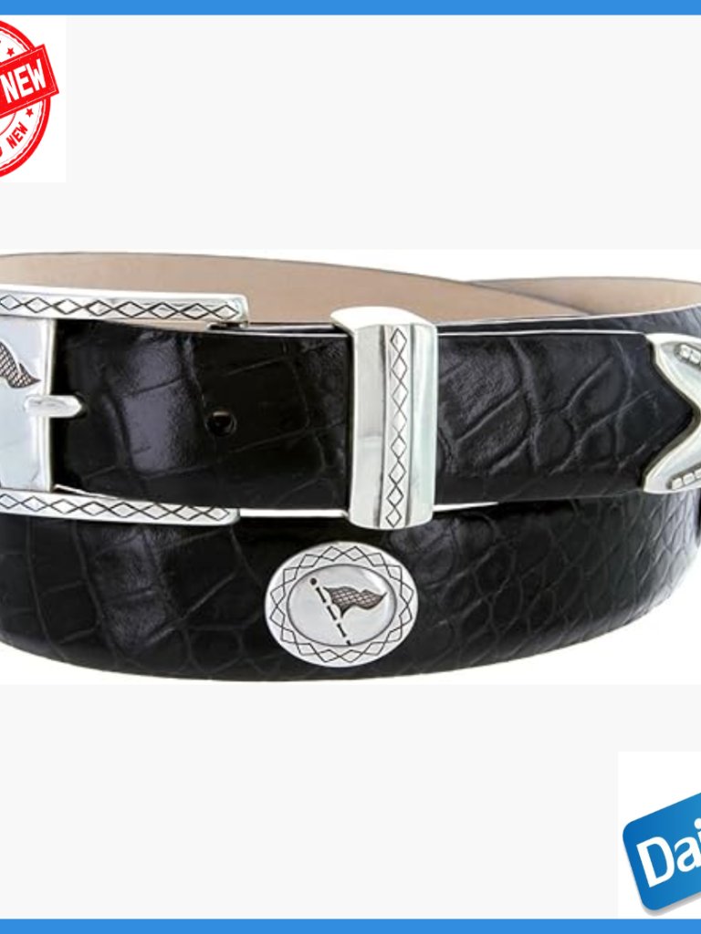 Men's Genuine Full-Grain Leather Golf Belt With Designer Buckle Set